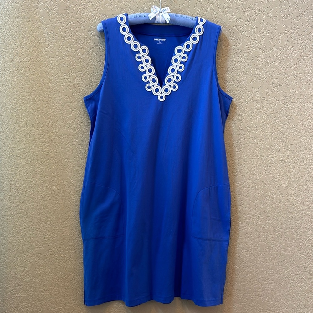 LANDS’ END Dress, Sleeveless, Blue, Perfect Condition! Never Worn! Summer Ready!